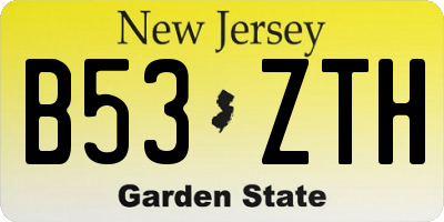 NJ license plate B53ZTH
