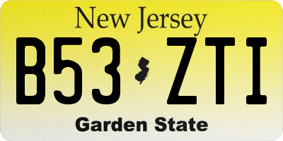 NJ license plate B53ZTI