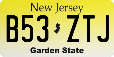 NJ license plate B53ZTJ