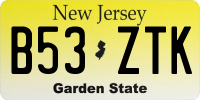 NJ license plate B53ZTK