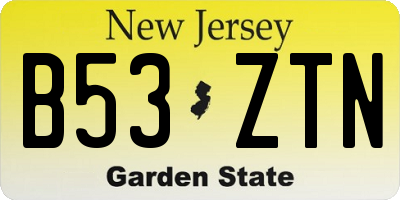 NJ license plate B53ZTN