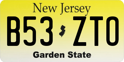 NJ license plate B53ZTO