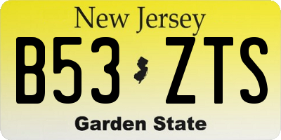 NJ license plate B53ZTS