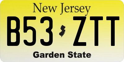 NJ license plate B53ZTT