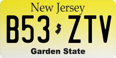NJ license plate B53ZTV