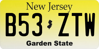 NJ license plate B53ZTW