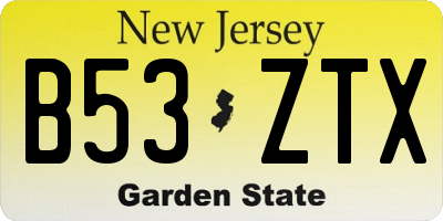 NJ license plate B53ZTX