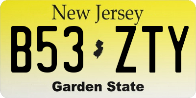 NJ license plate B53ZTY