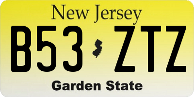 NJ license plate B53ZTZ