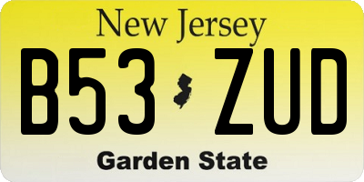 NJ license plate B53ZUD