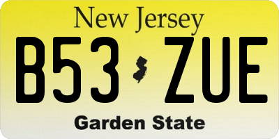NJ license plate B53ZUE