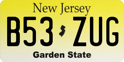 NJ license plate B53ZUG