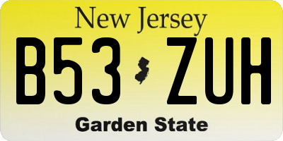 NJ license plate B53ZUH