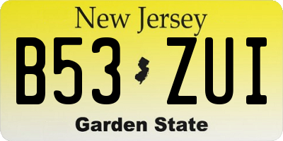 NJ license plate B53ZUI