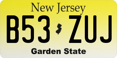 NJ license plate B53ZUJ