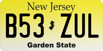 NJ license plate B53ZUL