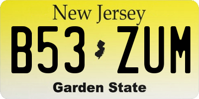 NJ license plate B53ZUM