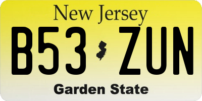 NJ license plate B53ZUN