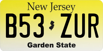 NJ license plate B53ZUR