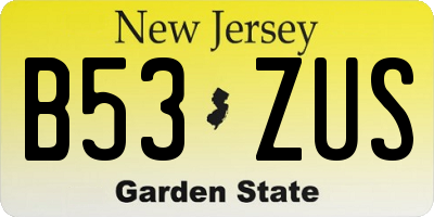 NJ license plate B53ZUS