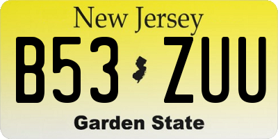 NJ license plate B53ZUU