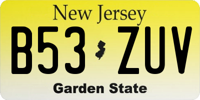 NJ license plate B53ZUV