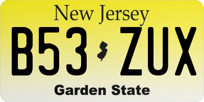 NJ license plate B53ZUX