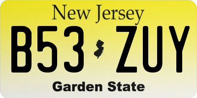 NJ license plate B53ZUY