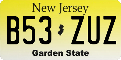 NJ license plate B53ZUZ