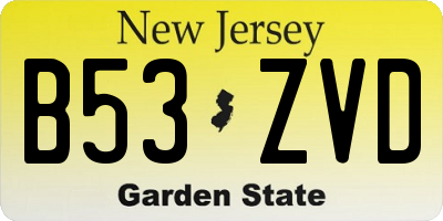 NJ license plate B53ZVD