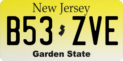 NJ license plate B53ZVE