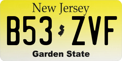 NJ license plate B53ZVF