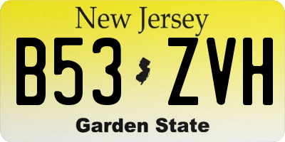 NJ license plate B53ZVH