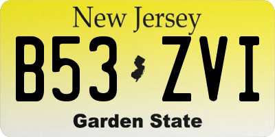 NJ license plate B53ZVI