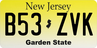 NJ license plate B53ZVK