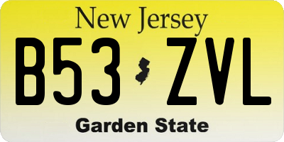 NJ license plate B53ZVL