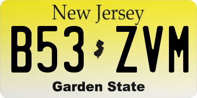 NJ license plate B53ZVM
