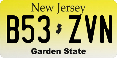 NJ license plate B53ZVN