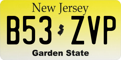 NJ license plate B53ZVP