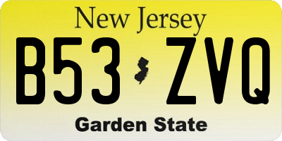 NJ license plate B53ZVQ