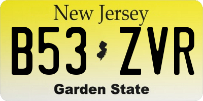 NJ license plate B53ZVR
