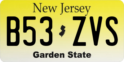 NJ license plate B53ZVS