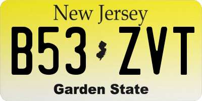 NJ license plate B53ZVT