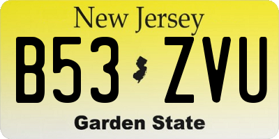 NJ license plate B53ZVU