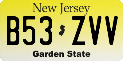 NJ license plate B53ZVV
