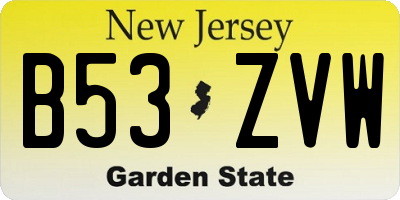 NJ license plate B53ZVW