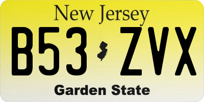 NJ license plate B53ZVX