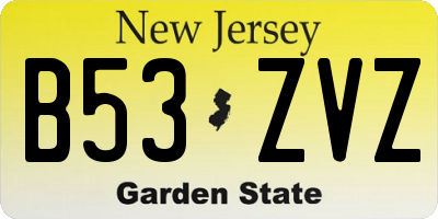 NJ license plate B53ZVZ