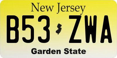 NJ license plate B53ZWA