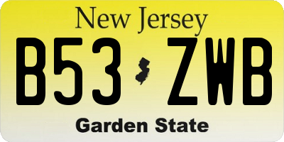 NJ license plate B53ZWB